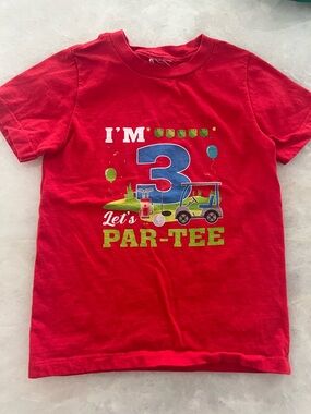 Red golf short sleeved “I’m 3” tee, 3t